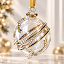 Hand Blown Glass Round Swirl Ornament, Sculpted Wave Christmas Bauble, Egyptian Artisan Glass, 14K Gold Accents, Handmade Holiday Decor