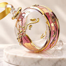 Hand Blown Glass Round Swirl Ornament, Sculpted Wave Christmas Bauble, Egyptian Artisan Glass, 14K Gold Accents, Handmade Holiday Decor