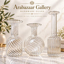 Egyptian Handmade Glass Vase Set of 3, Hand Blown Clear Glass Vases, Artisan Flower Vase Set, Wedding Centerpiece, Home Décor