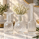 Egyptian Handmade Glass Vase Set of 3, Hand Blown Clear Glass Vases, Artisan Flower Vase Set, Wedding Centerpiece, Home Décor