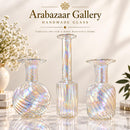 Egyptian Handmade Glass Vase Set of 3, Hand Blown Clear Glass Vases, Artisan Flower Vase Set, Wedding Centerpiece, Home Décor