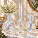 Egyptian Handmade Glass Vase Set of 3, Hand Blown Clear Glass Vases, Artisan Flower Vase Set, Wedding Centerpiece, Home Décor