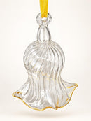 Hand Blown Glass Bell Ornament, Ribbed Ruffle Bell Design, Egyptian Handmade Christmas Ornament, Artisan Glass Holiday Tree Decor