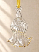 Hand Blown Glass Bell Ornament, Ribbed Ruffle Bell Design, Egyptian Handmade Christmas Ornament, Artisan Glass Holiday Tree Decor
