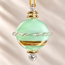 Egyptian Hand Blown Glass Christmas Ornament, Saturn Globe Bauble, Wrapped Ring Design, Gold Detailed Artisan Holiday Tree Decor