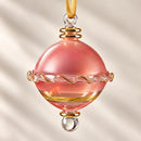 Egyptian Hand Blown Glass Christmas Ornament, Saturn Globe Bauble, Wrapped Ring Design, Gold Detailed Artisan Holiday Tree Decor