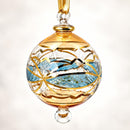 Mouth Blown Glass Christmas Ornament, Ornate Starburst Globe Ornament, Egyptian Glass Bauble, Artisan Holiday Decor Unique Gift 14K Gold