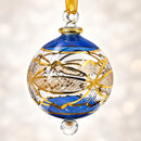 Mouth Blown Glass Christmas Ornament, Ornate Starburst Globe Ornament, Egyptian Glass Bauble, Artisan Holiday Decor Unique Gift 14K Gold