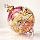 Mouth Blown Glass Christmas Ornament, Ornate Starburst Globe Ornament, Egyptian Glass Bauble, Artisan Holiday Decor Unique Gift 14K Gold