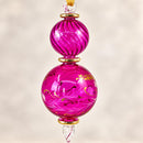 Hand Blown Glass Double Globe Ornament, Hand Painted Floral Swirl Design, Egyptian Handmade Christmas Ornament, Artisan Glass Tree Decor