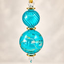 Hand Blown Glass Double Globe Ornament, Hand Painted Floral Swirl Design, Egyptian Handmade Christmas Ornament, Artisan Glass Tree Decor