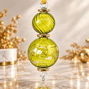 Hand Blown Glass Double Globe Ornament, Hand Painted Floral Swirl Design, Egyptian Handmade Christmas Ornament, Artisan Glass Tree Decor