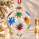 Hand Blown Glass Christmas Ornament, Hand Painted Starburst Bauble, Snowflake Inspired Ornament, Egyptian Glass Holiday Decor, Artisan Gift