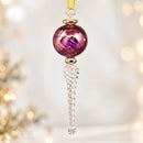 Hand Blown Glass Icicle Finial Ornament, Spiral Globe Christmas Ornament, Egyptian Artisan Glass, 14K Gold Accents, Holiday Decor