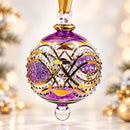 Hand Blown Glass Jeweled Globe Ornament, Egyptian Christmas Ornament, 14K Gold Accents, Ornate Artisan Holiday Decor, Unique Gift