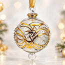 Hand Blown Glass Jeweled Globe Ornament, Egyptian Christmas Ornament, 14K Gold Accents, Ornate Artisan Holiday Decor, Unique Gift