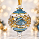 Hand Blown Glass Jeweled Globe Ornament, Egyptian Christmas Ornament, 14K Gold Accents, Ornate Artisan Holiday Decor, Unique Gift