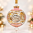 Hand Blown Glass Jeweled Globe Ornament, Egyptian Christmas Ornament, 14K Gold Accents, Ornate Artisan Holiday Decor, Unique Gift