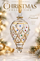 Hand Blown Glass Ornament, Jeweled Christmas Ornament, Hot Air Balloon, Egyptian Glass Tree Decor, Gold Accent Ornament, Handmade Gift