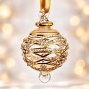 Hand Blown Glass Globe Ornament, Egyptian Handmade Christmas Ornament, Gold Accent Holiday Decor, Artisan Glass Bauble, Unique Gift