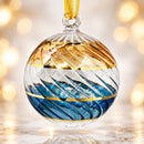 Hand Blown Glass Ornament, Spiral Ribbed Christmas Bauble, Swirl Glass Ornament, Egyptian Glass Holiday Decor, Artisan Christmas Gift