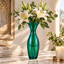 Egyptian Handmade Green Glass Vase, Hand Blown Flower Vase, Emerald Artisan Glass, Decorative Table Centerpiece, Handmade in Egypt