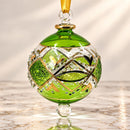 Egyptian Hand Blown Glass Christmas Ornament, Hand Painted Globe Bauble, Geometric Mosaic Design, Gold Detailed Artisan Holiday Decor