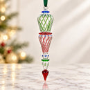 Hand Blown Glass Finial Ornament, Spiral Lattice Double Drop Design, Egyptian Handmade Christmas Ornament, Artisan Glass Tree Decor