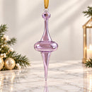 Hand Blown Glass Finial Ornament, Long Drop Spire Design, Egyptian Handmade Christmas Ornament, Elegant Artisan Glass Tree Decor