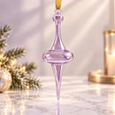 Hand Blown Glass Finial Ornament, Long Drop Spire Design, Egyptian Handmade Christmas Ornament, Elegant Artisan Glass Tree Decor