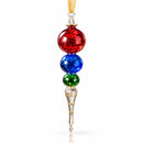 Hand Blown Glass Finial Ornament, Stacked Globe & Long Drop Design, Egyptian Handmade Christmas Ornament, Artisan Glass Tree Decor