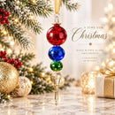 Hand Blown Glass Finial Ornament, Stacked Globe & Long Drop Design, Egyptian Handmade Christmas Ornament, Artisan Glass Tree Decor