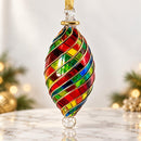 Hand Blown Glass Teardrop Ornament, Stained Glass Mosaic Swirl Design, Egyptian Handmade Christmas Ornament, Artisan Holiday Tree Decor