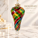 Hand Blown Glass Finial Ornament, Spiral Swirl Christmas Ornament, Egyptian Art Glass, Gold Accent Holiday Decor, Unique Christmas Gift