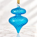 Hand Blown Glass Onion Ornament, Swirl Ribbed Teardrop Christmas Ornament, Egyptian Handmade Glass, Unique Holiday Tree Decoration, Gift