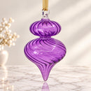 Hand Blown Glass Onion Ornament, Swirl Ribbed Teardrop Christmas Ornament, Egyptian Handmade Glass, Unique Holiday Tree Decoration, Gift