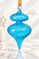 Hand Blown Glass Onion Ornament, Swirl Ribbed Teardrop Christmas Ornament, Egyptian Handmade Glass, Unique Holiday Tree Decoration, Gift