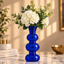 Egyptian Handmade Cobalt Blue Glass Vase, Hand Blown Sculptural Vase, Blue Bubble Glass Flower Vase, Artisan Home Decor, Statement Vase