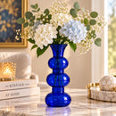 Egyptian Handmade Cobalt Blue Glass Vase, Hand Blown Sculptural Vase, Blue Bubble Glass Flower Vase, Artisan Home Decor, Statement Vase