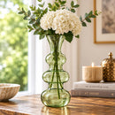 gyptian Handmade Sculptural Glass Vase, Green Hand Blown Vase, Unique Bubble Glass Flower Vase, Artisan Home Decor, Handmade in Egypt