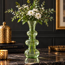gyptian Handmade Sculptural Glass Vase, Green Hand Blown Vase, Unique Bubble Glass Flower Vase, Artisan Home Decor, Handmade in Egypt