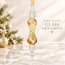 Hand Blown Glass Spiral Finial Ornament, Swirl Lattice Christmas Ornament, Egyptian Artisan Glass, Handmade Holiday Decor, Unique Gift