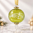 Large Globe Hand Blown Glass Etched Ornament, Artisan Egyptian Glass Christmas Ornament, 14K Gold Accents, Holiday Decor, Unique Gift