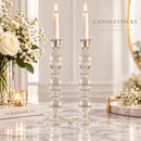 Hand Blown Iridescent Glass Candle Holders Set of 2 Elegant Wedding and Table Decor