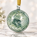 Egyptian Hand Blown Glass Christmas Ornament, Swirl Wave Globe Bauble, Round Artisan Glass Tree Ornament, Unique Holiday Decor