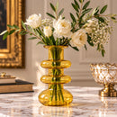 Egyptian Handmade Amber Glass Vase, Hand Blown Sculptural Vase, Golden Artisan Glass, Unique Statement Flower Vase, Handmade in Egypt