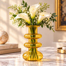 Egyptian Handmade Amber Glass Vase, Hand Blown Sculptural Vase, Golden Artisan Glass, Unique Statement Flower Vase, Handmade in Egypt