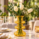 Egyptian Handmade Amber Glass Vase, Hand Blown Sculptural Vase, Golden Artisan Glass, Unique Statement Flower Vase, Handmade in Egypt