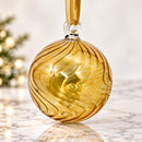 Egyptian Hand Blown Glass Christmas Ornament, Swirl Wave Globe Bauble, Round Artisan Glass Tree Ornament, Unique Holiday Decor
