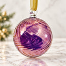 Egyptian Hand Blown Glass Christmas Ornament, Swirl Wave Globe Bauble, Round Artisan Glass Tree Ornament, Unique Holiday Decor